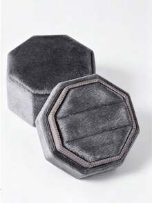 1pc Velvet Ring Box, Hexagonal 3-Slot Ring Box, Suitable For Wedding Ceremony, Can Hold Multiple Rings, White Engagement Wedding Commemorative Box, Wedding Ring Storage Box, Engagement Ring Organizer Box - Multicolor - View 31