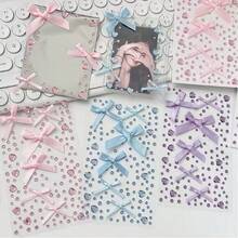 Miếng dán đá rhinestone hình nơ ruy băng satin 3D màu hồng xanh tím đỏ, decal đá rhinestone hình trái tim, đóng gói thẻ riêng lẻ, vật liệu DIY phù hợp làm đạo cụ chụp ảnh, trang trí mặt cho biểu diễn sân khấu, miếng dán kim cương lấp lánh trang trí lễ hội - Bướm  Trái tim - Xem 5