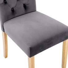 4 Piece Velvet Grey Dining Chairs Set With Oak Legs - Modern Style For Living Room, Reading Nook Or - 灰色 - 查看 11