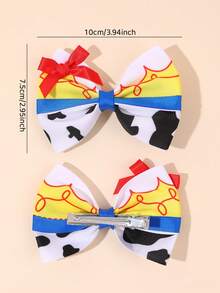 2pcs Girls Princess Bow Hair Clips, Milk Pattern Printed Bow Alligator Hair Clips, Suitable For Teenagers, School Staff, Teacher Gifts - Multicolor - View 5
