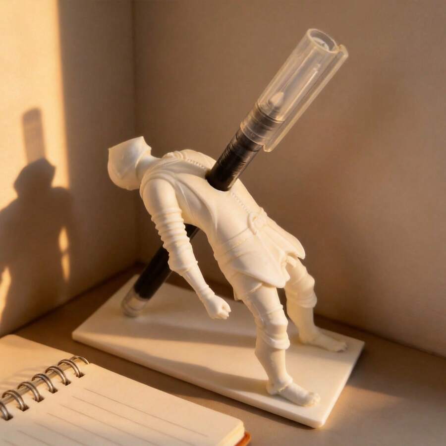 Creative 3D Printed Fallen Knight Pen Holder, Multi-Purpose Craft Pen Holder, Pen Stand, Desk Organizer, Funny Creative Pen Rack, Halloween Gift - Fallen Knight - View 1