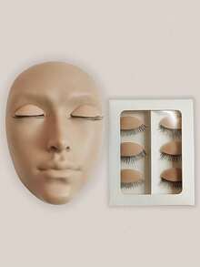 Eyelash Model Head, Silicone Realistic Face Training Skin, Beauty Eyelash Extension Practice Makeup Facial Care Tool - Multicolor - View 11