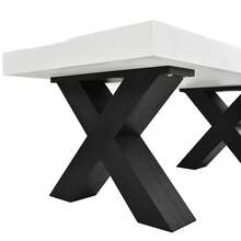 Rectangular Coffee Table - Glossy Top - X-Shaped Leg Side Table For Living Room, Balcony, Bedroom, - Black and White - View 2