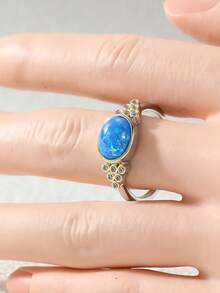 Gmzalx Women's Fashion Personalized Ring, Vintage Luxury Texture, Suitable For Banquet, Date And Daily Wear - Blue - View 5