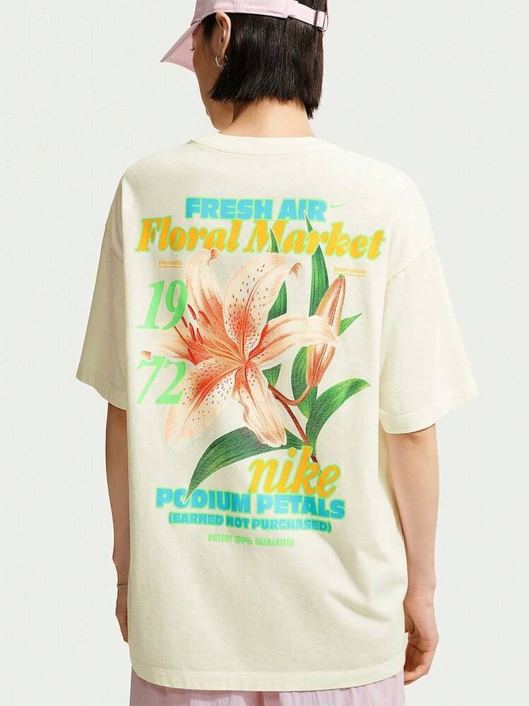 Nike 女款 AS W NSW NK CLSC OS TEE FLWMKT 短袖針織無領T恤 TIV5498-133 - 藍白色 - 查看 2