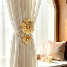 2pcs Alloy Curtain Buckles Hollow Design Leaf & Flower Decor Curtain Tie Backs Floral Curtain Clips Window Decoration - 2pcs - View 16