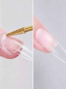 1pc Tungsten Steel Nail Drill Bit, Tapered Cone Tip, Suitable For Half-Well Tip Leveling And Gel Nail Polish Removal, Universal 2.35mm - Gold - View 4