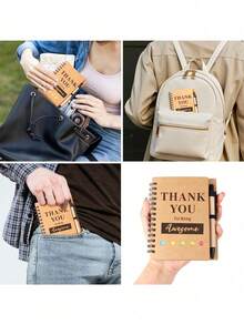 10/5/3set Thank You Spiral Notebook Gift Set With Pen & Color Sticky Tabs, Kraft Paper Journal Notepad, Multipurpose Appreciation Gift For Teachers, Coworkers, Wedding, Christmas, Birthday, Holiday Party, Office School Daily Note Taking Supplies - Multiple Styles - View 8