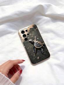 奶油多巴胺波浪荷葉邊軟 TPU 紋理創意深海漫遊小金龜圖案手機殼，適用 Galaxy S21 S22 S23 S24 S25 S26/Honor 及其他機型 - 白色 - 查看 5