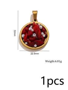 1pc 304 Stainless Steel 18K Gold Plated Natural Stone Small Pearl Oil-Dripping Round Hollow-Out Pendant Base DIY Necklace Jewelry Making Accessories - Pendants - View 18