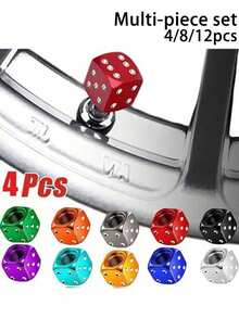 4/8/12pcs/Set Aluminum Dice Style Valve Stem Caps, Car Tire Air Valve Dust Caps, Wheel Stem Tire Caps, For Car Truck Motorcycle Bicycle - Multicolor - View 2