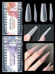 240/50pcs Soft Silicone Press-On Nail Clips, Matte Full Coverage Press-On Nails, Pointed Nails, Coffin Nails, Press-On Nails, Girls Women Nail Art DIY Nail Supplies - Multicolor - View 1