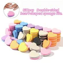 10-60pcs Mini Heart-Shaped Double-Sided Nail Files, Portable Polishing Buffing Blocks, Foam Nail Care Tools - Heart-shaped - View 1