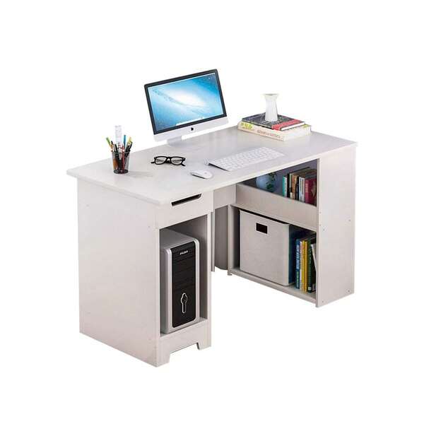 Study Desk With Shelves & Sliding Keyboard Tray – Computer Table For Laptop Writing, Suitable For Home Office, Bedroom & Workspaces