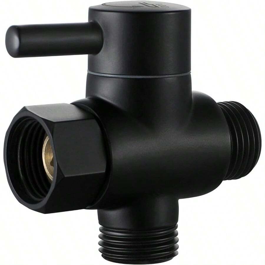 1pc Matte Black 3-Way Shower Arm Diverter Valve, G1/2 Universal Splitter For Handheld & Fixed Shower Head, Bathroom Replacement Part - Sliver - View 1