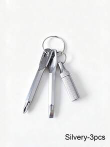 Stainless Steel Keychain EDC Tool Kit, Mini Cross Slotted Screwdriver & Portable Cutting Cutter With Keyring, Compact Pocket Multi Tool For Household Repair Box Unpacking Outdoor Camping - A - View 7