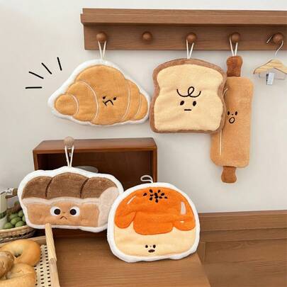 Handuk Gantung Tebal Super Menyerap Bergambar Kartun Lucu, Kain Lap Kecil Warna Karang untuk Penggunaan Ganda di Dapur dan Kamar Mandi