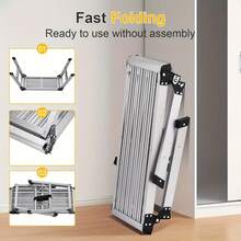 Portable Folding Aluminum Ladder, Wide Step With Non-Slip Feet, Lightweight And Stable Design, Durable Structure For Car Washing, Home, Cleaning, Painting, Garage And DIY Projects - Silver - View 7
