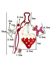 1pc Cute Leather Strawberry Keychain Bag Charm, Suitable For Women's Shoulder Bag, Tote Bag, Keychain Pendant - Multicolor - View 4