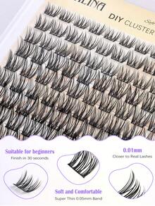 MKHLINA Soft & Lightweight Cluster Segmented False Eyelashes, 8-18mm Multi-Length, Long-Lasting Natural & Delicate DIY Eye Makeup Lashes, Easy To Apply & Reusable (F20) - C/D 混合 - 查看 2