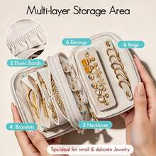 Portable Mini Travel Jewelry Bag, Multi Zone Small Jewelry Storage Bag, Tassel Zipper Design, PU Wear-Resistant Leather, Can Store Rings, Earrings, Necklaces, Bracelets, Small And Portable, Dual-Use For Daily Travel - View 2