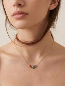 S925 Sterling Silver Three Color CZ Leaf Pendant Necklace, 18K Gold Plated Jewelry With Gift Box For Women Daily Wear - Gold - View 2
