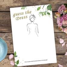 The Dress Bridal Shower Game Cards, Green Eucalyptus Gold Foil Design Sketch Game, Suitable For Bride-To-Be, Wedding Party Drawing Activity Cards, Elegant Botanical Style Bridal Shower Decor - the Dress - View 6