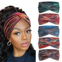 5pcs/Pack Women's Bohemian Vintage Paisley Print Headbands Hair Accessories - Multicolor - View 5
