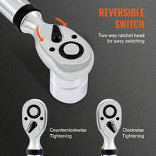 Llave Dinamométrica Digital 1/2" Llave de Torsión 34-340 N.m Precisión ±2% Llave de Carraca Ajustable 72 Dientes LED Zumbador Vibración Respaldo con Adaptadores Extensión Kit de Mantenimiento - Naranja - Ver 6