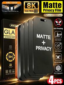 NNBILI 4片裝磨砂陶瓷隱私螢幕保護貼，相容 iPhone 18/18 Pro/18 Pro Max/17 Pro Max/17 Pro/17 Air/17/17E/16E/16 Pro Max/16 Pro/16 Plus/16/15 Pro Max/14 Pro Max/14/13/12/11，全螢幕覆蓋，細膩觸感，滑順觸摸，防指紋防眩光，隱私保護，安裝簡易，長效舒適使用，手機配件，相容手機殼 - 4件霧面 - 查看 41