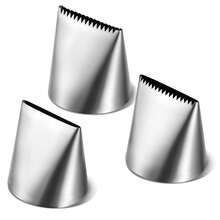 3pcs Large Cream Piping Nozzle Set, Stainless Steel Cake Piping Tips, Decoration Tools, Silver, Piping Bag Accessories, Suitable For Cookies, Cupcakes, Baking Buttercream - Multicolor - View 8