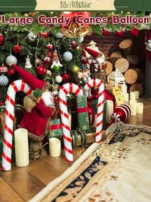 Christmas Inflatable Candy Cane, Giant Christmas Candy Cane Decoration, Fun PVC Christmas Inflatable Garden Decor, Large Candy Cane Balloon Christmas Decoration, Indoor/Outdoor Holiday Garden Decor, Suitable For Home - Multicolor - View 2