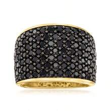 Vintage Luxury Wide Band Women's Ring. This Elegant Black Ring Is Inlaid With Synthetic Zirconia, Making It A Perfect Choice For Festivals, Parties, And Gift-Giving. - Golden - View 1