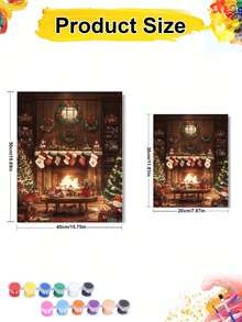 Christmas Cozy Fireplace DIY Oil Painting By Numbers Festive Wreath Stocking Santa Claus Christmas Tree Warm Living Room Painting Canvas Crafts Adult Home Decoration 8x12/16x20inch Holiday Gifts - Sets - View 5