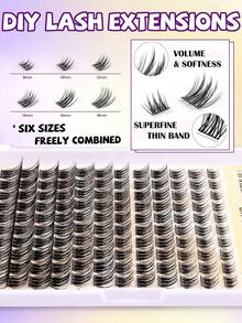 MKHLINA DIY Cluster Eyelash Extensions C/CC/D Curl Segmented Single Fake Lashes, Fluffy Soft Faux Mink, Mixed 8-18mm, Home Application Women's False Eyelashes (F18) - C/D 混合 - 查看 2