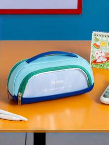 Large Capacity Pencil Case, Beautiful And Practical, Office Stationery Storage Bag, Simple And Durable, Multi-Functional Design, , First Day Of School - Multicolor - View 11
