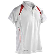 Spiro Mens Team Spirit Polo Shirt - White/Red - View 2