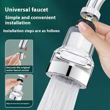 360° Rotatable Purifying Faucet, Anti-Splash Water-Saving Aerator, Equipped With 4 Replaceable Filters, Home Kitchen Sink Water Filter - Multicolor - View 3