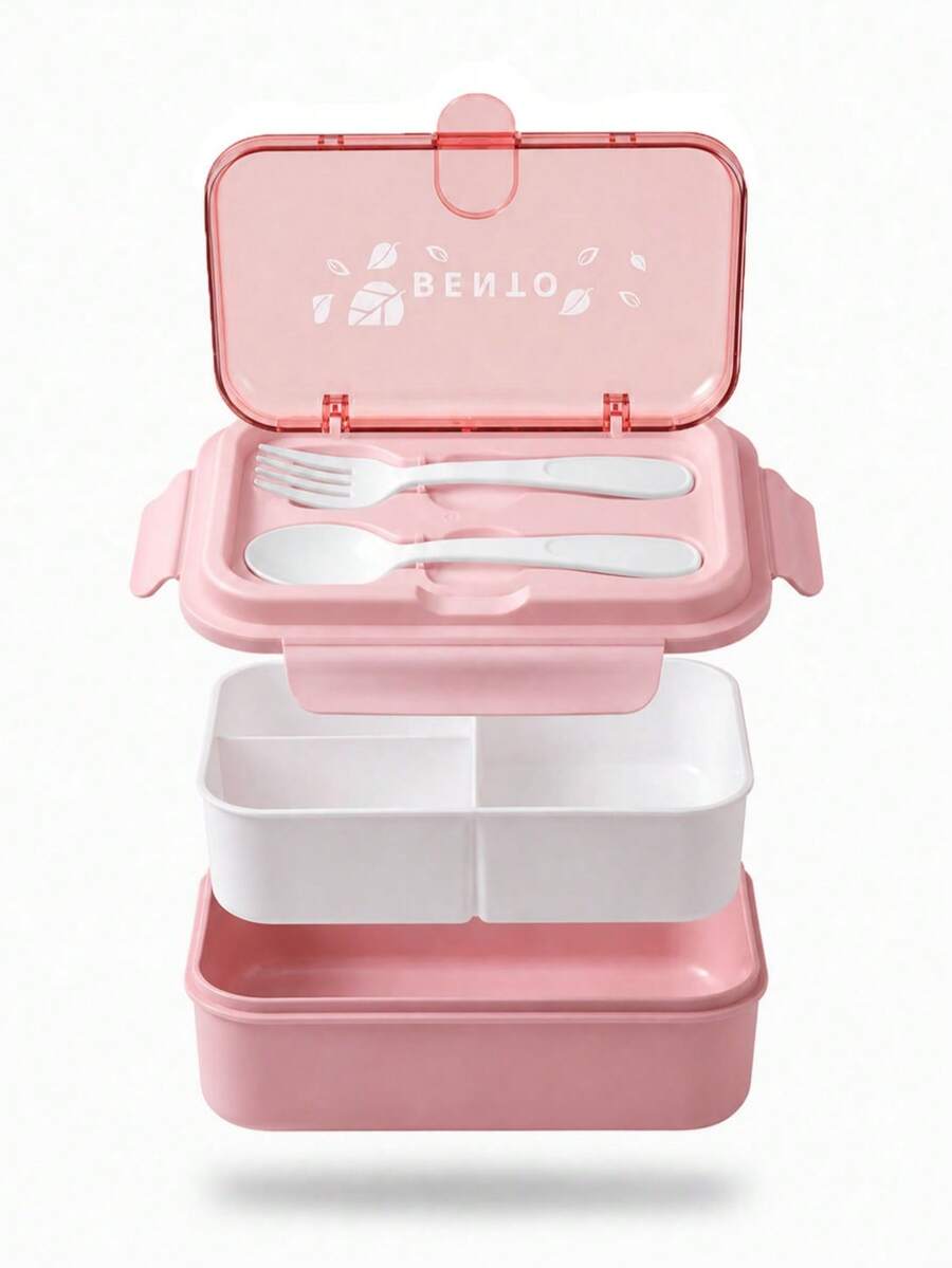 1 pieza Caja Bento con Utensilios, Caja de Almuerzo para Adultos Apta para Microondas, Contenedor de Almacenamiento de Alimentos de 3 Compartimentos, Bolsa de Almuerzo Bento Aislada, Caja de Almuerzo de Gran Capacidad a Prueba de Fugas - Multicolor - Ver 1