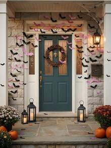 48/24/1pc-3D Pink Bat Decorations, 3D Bat Wall Stickers, Halloween Decor, Includes Pink Bat Stickers And Glue, Scary Halloween Party Supplies Stickers. Suitable For Bedroom, Bathroom, Home, Door, Window, Office. Cute Halloween Decorations, Suitable For Indoor Ghost Theme Environment. - Multicolor - View 7