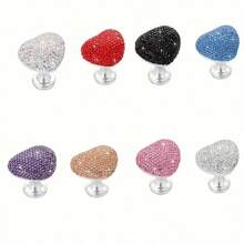1pc Shiny Heart-Shaped Toilet Flush Button - Creative Rhinestone Bathroom Accessory, Durable Plastic, Anti-Scratch, Self-Adhesive, Party Holiday Gift Item - Multicolor - View 5