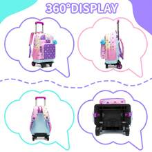 3Pcs Girls Rolling Backpack With Crossbody Bag Cute Print Wheeled School Bag For Girls, Lightweight Trolley Bookbag For Back To School - Girls' Rolling Bag - View 7