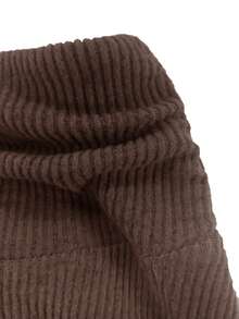 Women's Solid Color Ruched Waist Casual Commute Skirt - Brown - View 9