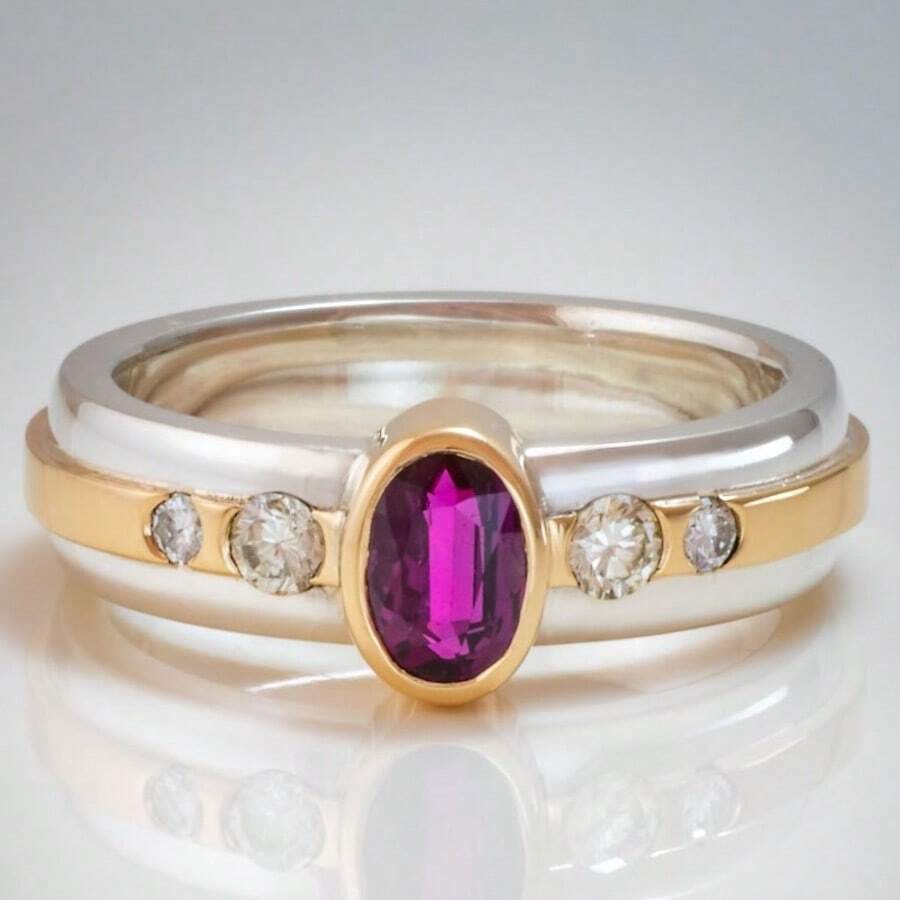 Gmzalx Women's Fashion Personalized Ring, Oval Rose Red, Simple And Elegant, Suitable For Commuting, Dating, Daily Wear - Two-color - View 1