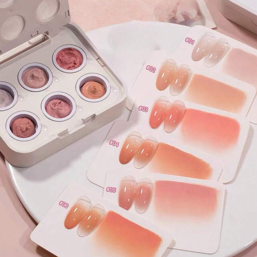 MIANEL GEL 6-Color Blush Cushion Nail Art Gel, 2026 Summer New High Saturation Nail Painting Gel, Gradient Concealing Effect, Easy DIY Nail Design, Professional Salon Use