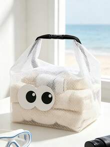 Cute Animal Pattern EVA Waterproof Beach Bag, Jelly Transparent Hollow Tote Bag, Large Capacity Pool Bag With Adjustable Shoulder Strap, Quick-Drying Bath/SPA Bag, Can Store Swimsuit, Towel, Sunscreen, Goggles, Phone, Flip-Flops, Cosmetics And Snacks - White - View 3