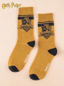 4 Pairs Unisex Socks Harry Potter Series Warner Bros. Co-Branded Featuring School Design, Solid Color, Sweat-Absorbent And Breathable, Suitable For Students, Couples And Movie Fans - Multicolor - View 6