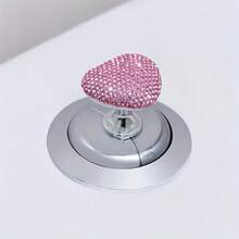 1pc Shiny Heart-Shaped Toilet Flush Button - Creative Rhinestone Bathroom Accessory, Durable Plastic, Anti-Scratch, Self-Adhesive, Party Holiday Gift Item - Multicolor - View 8