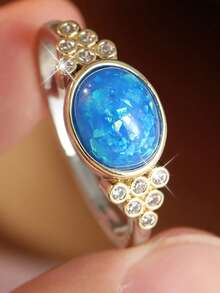 Gmzalx Women's Fashion Personalized Ring, Vintage Luxury Texture, Suitable For Banquet, Date And Daily Wear - Blue - View 8
