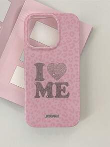 1 buah Casing Ponsel Lembut Transparan Warna Pink Muda Motif Leopard Berbentuk Berlian dengan Tulisan "I Love Myself" dan Huruf Hati, Kompatibel dengan iPhone 16 Pro Max, 15, 14, 13, 12, 11, Pro Plus, 16E, Jendela Kamera Terpisah Ukuran Besar, Desain Perlindungan Penuh, Tahan Air, Tahan Guncangan, Anti Jatuh, dan Tahan Aus dari Bahan TPU. - Berwarna merah muda - View 3